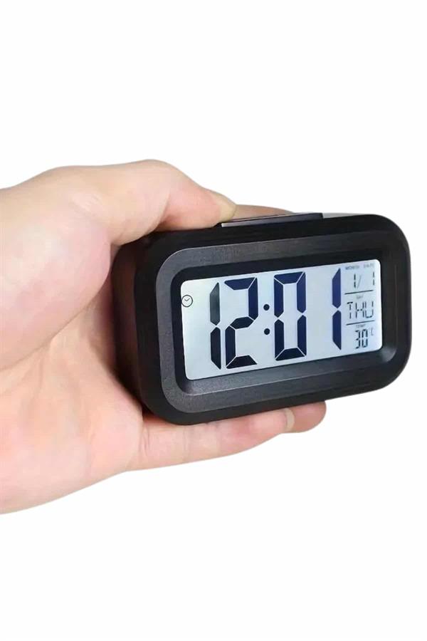 Dijital Masa Saati Termometreli Takvim Çalar Saat Led Ekran Pilli - Lisinya
