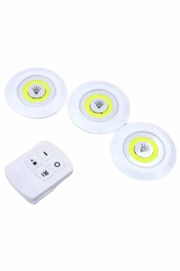 Dolap Işığı Mutfak Rafı Işığı Uzaktan Kumandalı 3 Lü Spot Led Lamba - Lisinya