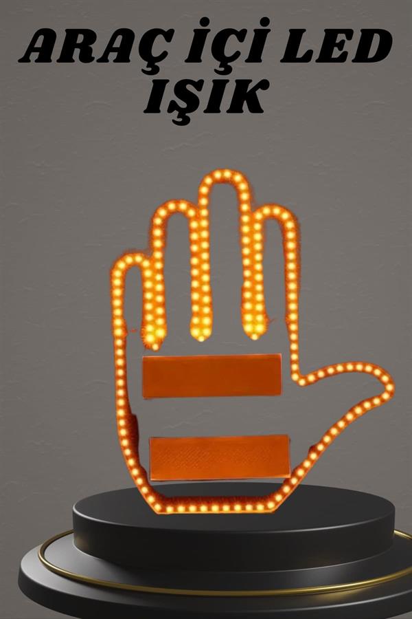 El Orta Parmak Led Kumandalı Araç İçi Reflektör Arka Cam El Simgesi - Lisinya