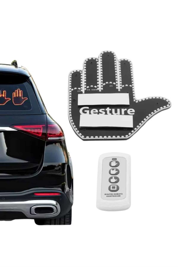 El Orta Parmak Led Kumandalı Araç İçi Reflektör Arka Cam El Simgesi - Lisinya