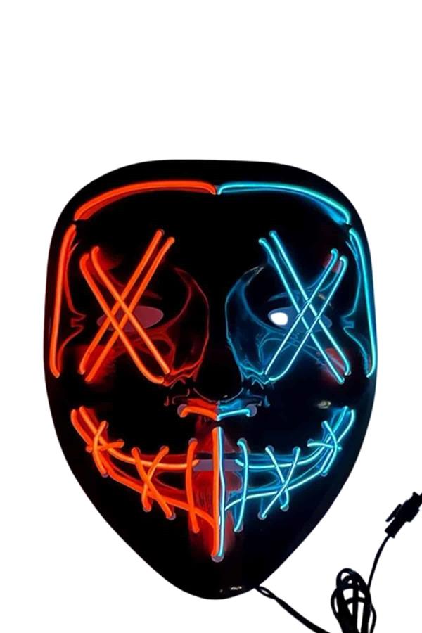 Hallowen Parti Maskesi Neon Led Işıklı Maske 3 Modlu Cadılar Bayramı Maskesi - Lisinya