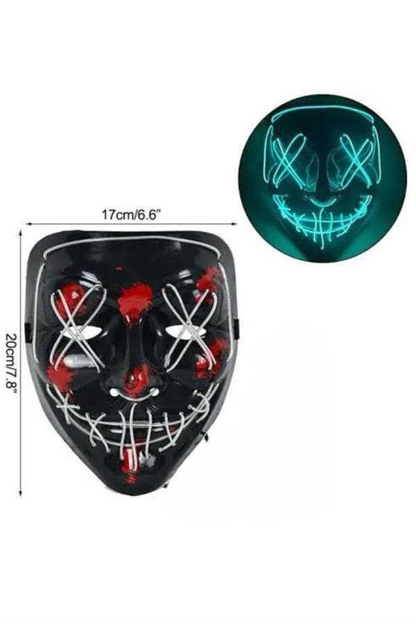 Hallowen Parti Maskesi Neon Led Işıklı Maske 3 Modlu Cadılar Bayramı Maskesi - Lisinya