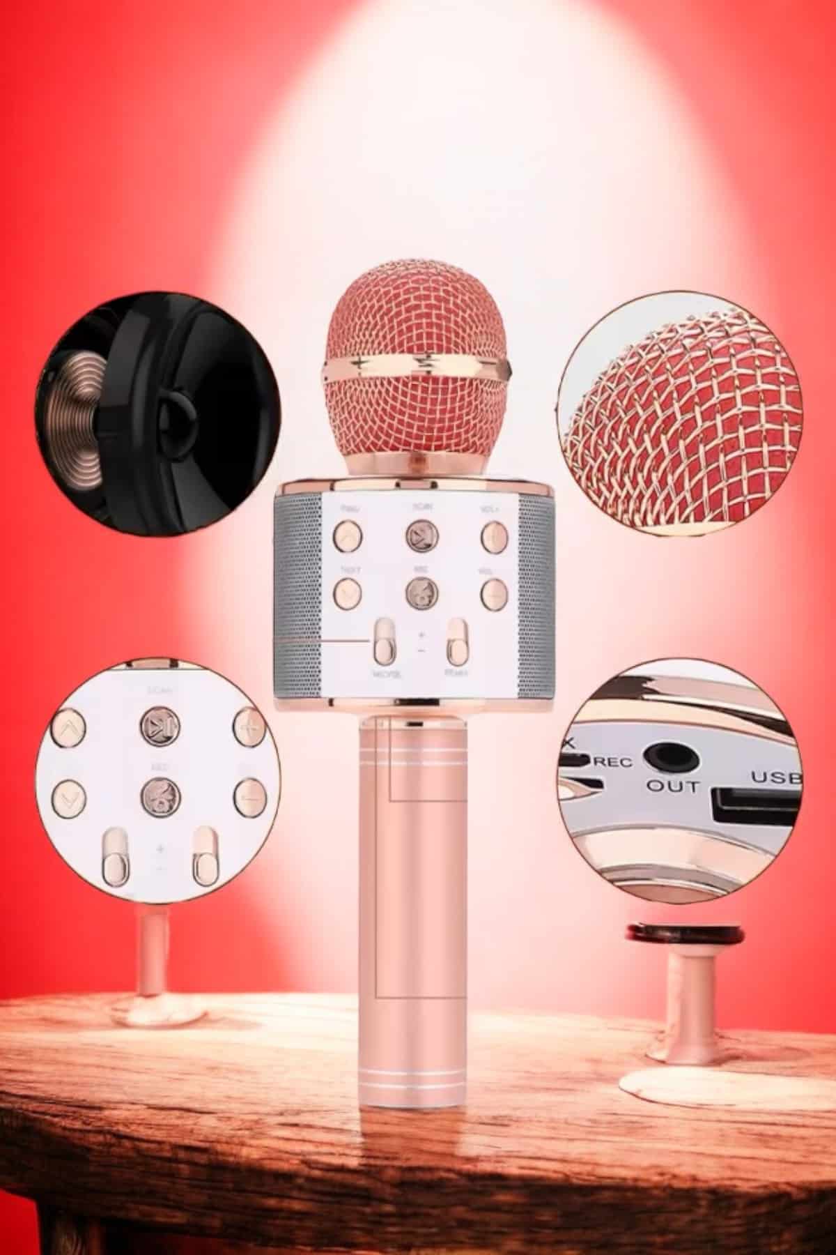 Şarjlı ve Uzun Pil Ömürlü Karaoke Mikrofon USB Bellek Destekli, Profesyonel Ses - Lisinya