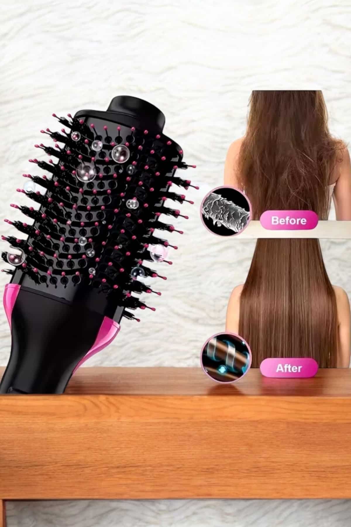 1200 Watt Gücünde, Negatif İyon Teknolojili, 3 Isı Kademeli Fön Tarağı - Lisinya