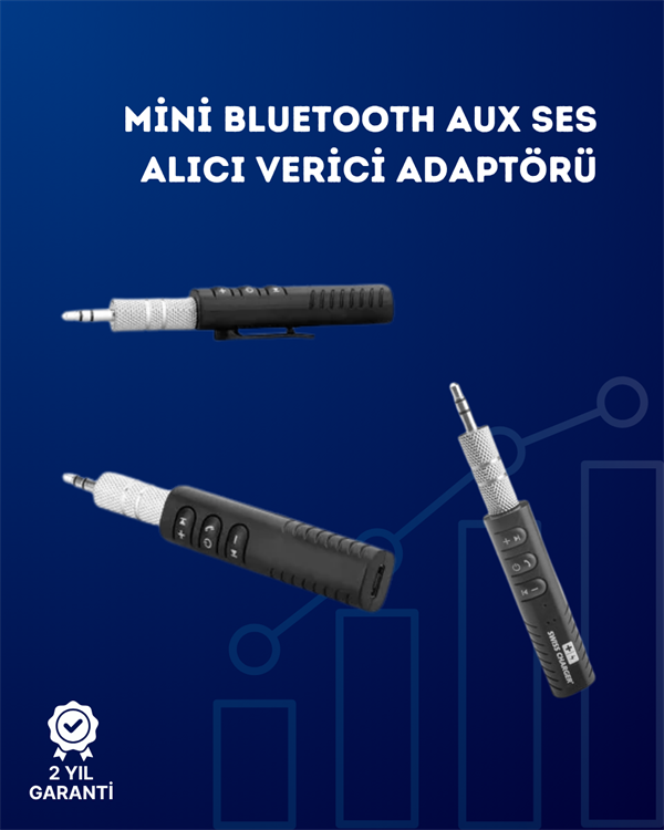 Kablolu Hoparlör ve Kulaklıklar İçin Bluetooth Adaptör | Mini Boy, Klipsli, Taşınabilir - Lisinya