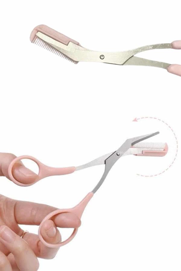 Kavisli Kaş Düzeltici Seti Kaş Makası ve Kaş Usturası Paslanmaz Çelik Bıçaklı - Lisinya