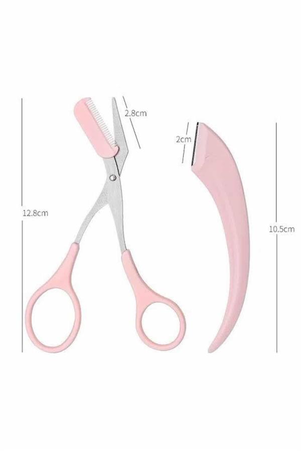 Kavisli Kaş Düzeltici Seti Kaş Makası ve Kaş Usturası Paslanmaz Çelik Bıçaklı - Lisinya