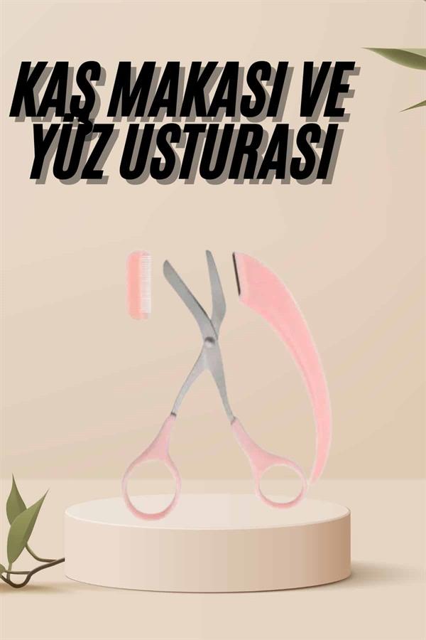 Kavisli Kaş Kirpik Düzeltici Bıyık Alma Taraklı Kaş Makası Yüz Bakım Seti Makas - Lisinya