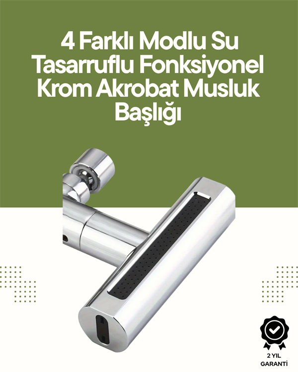 Krom Musluk Başlığı | 4'ü 1 Arada Su Çıkışı | Kolay Montajlı - Lisinya