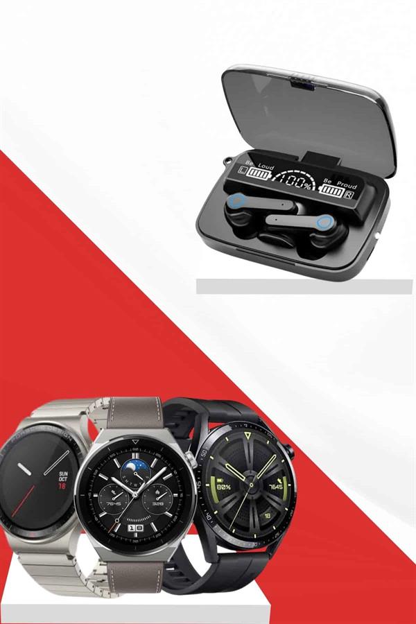 Kulak İçi Kablosuz Bluetooth Kulaklık ve NFC ve GPS Özellikli Akıllı Saat Alarm ve Titreşim - Lisinya