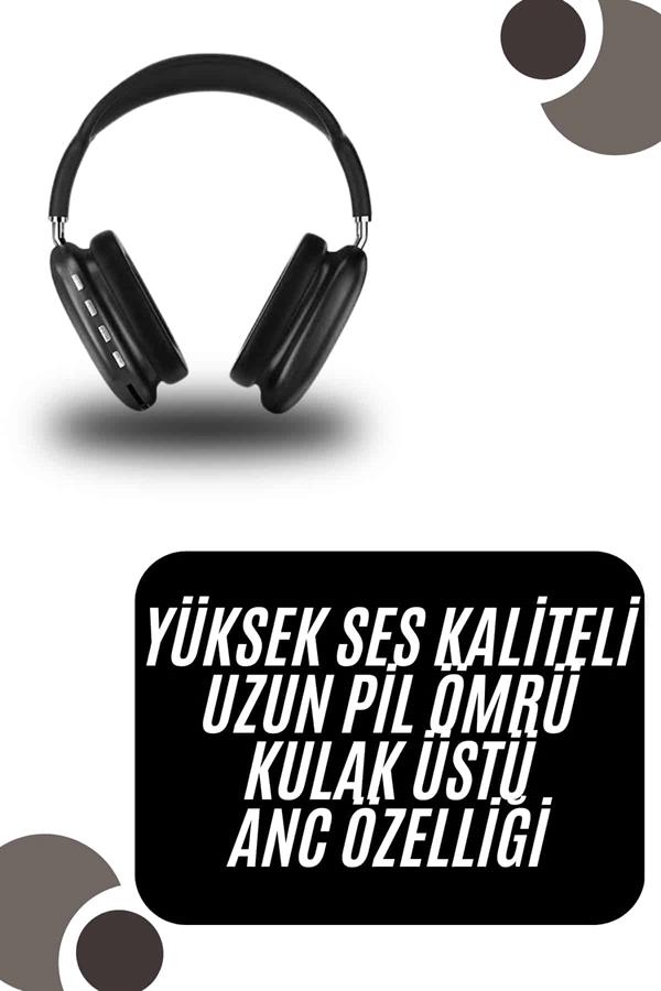 Kulak Üstü Kablosuz Bluetooth Kulaklık Yumuşak Süngerli SD Kart Girişli - Lisinya
