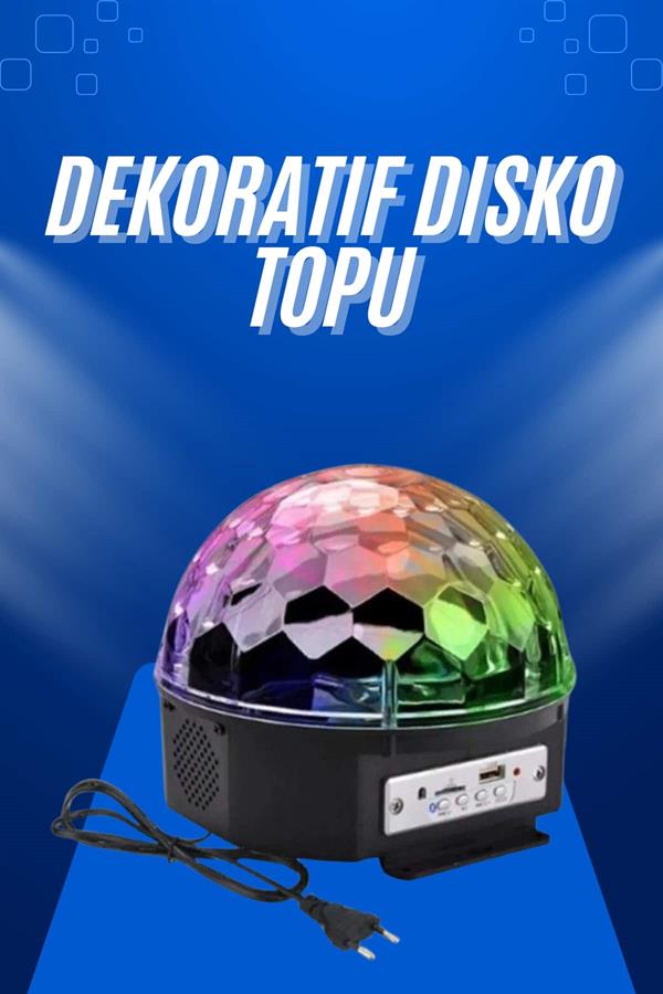 Küre Disko Topu Müzik Çalar Renkli Lazer Işıklı Bluetooth Disko Parti Işığı Kumandalı - Lisinya