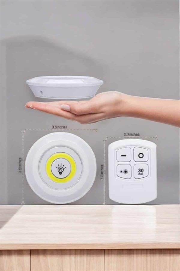 Led Lamba 3'lü Uzaktan Kumandalı Yapışkanlı Beyaz Işık - Lisinya