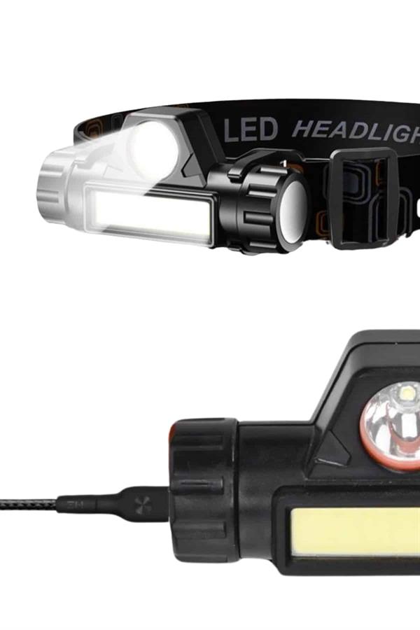 Ledli Şarjlı Kafa Lambası LED Şarjlı Su Geçirmez Kafa Feneri - Lisinya