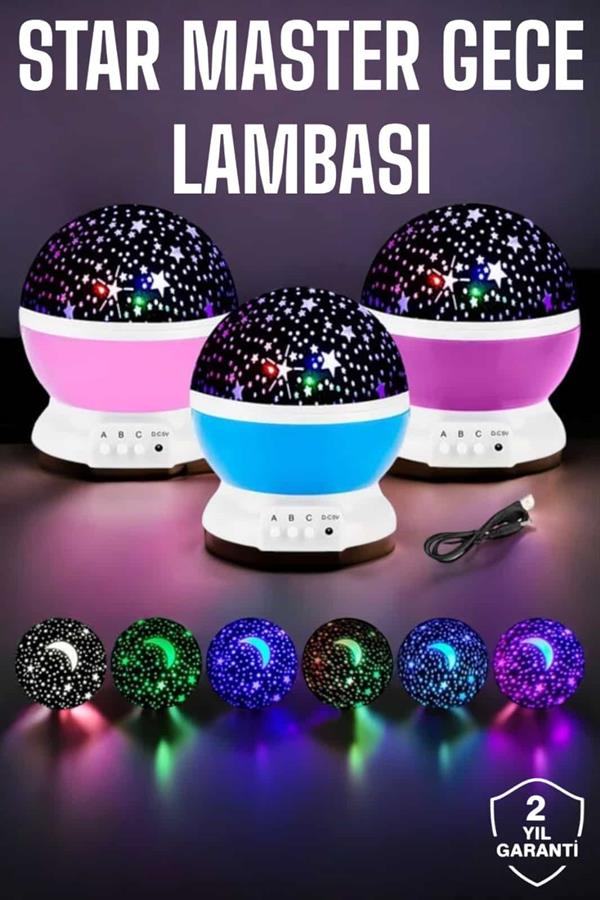 Mavi ve Mor Işıklı Star Master Projeksiyon Lambası - Lisinya