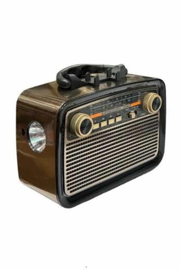 Nostalji Radyo Bluetooth Hoparlör USB-SD Kart Giriş Led Fener Işıklı Bataryalı Pilli - Lisinya