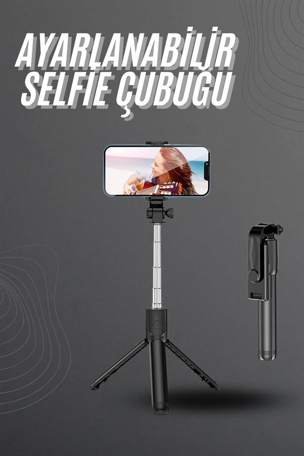 Selfie Çubuğu Tripod Bluetooth Kumandalı Selfie Çubuğu Telefon Tutucu - Lisinya
