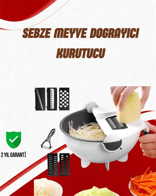 Süzgeçli Çok Fonksiyonlu Döner Rende ve Doğrayıcı - Lisinya