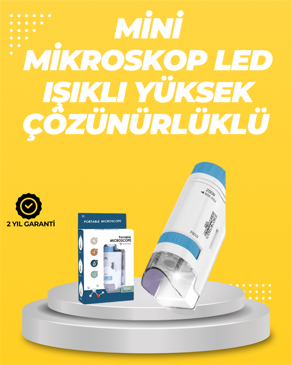 Taşınabilir LED Işıklı Cep Mikroskop – 80X–200X Büyütme - Lisinya
