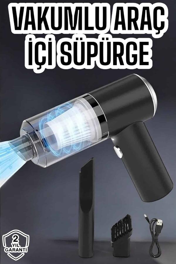 Üflemeli Güçlü Vakumlu Ev Ofis Araç Süpürgesi El Süpürgesi Şarjlı - Lisinya