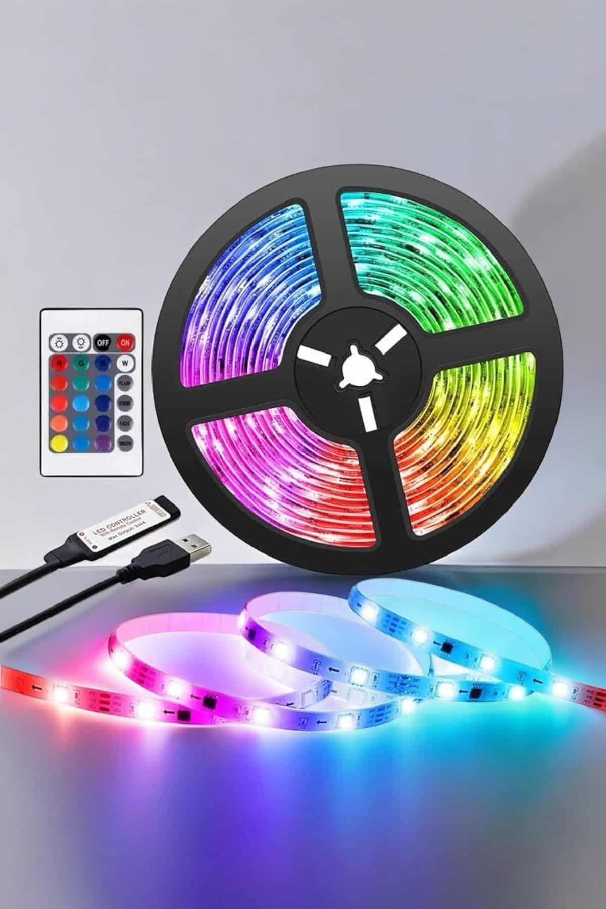 Yeni Nesil RGB Işıklı 10Metre Şerit Led Kumandalı Şarj Edilebilir - Lisinya