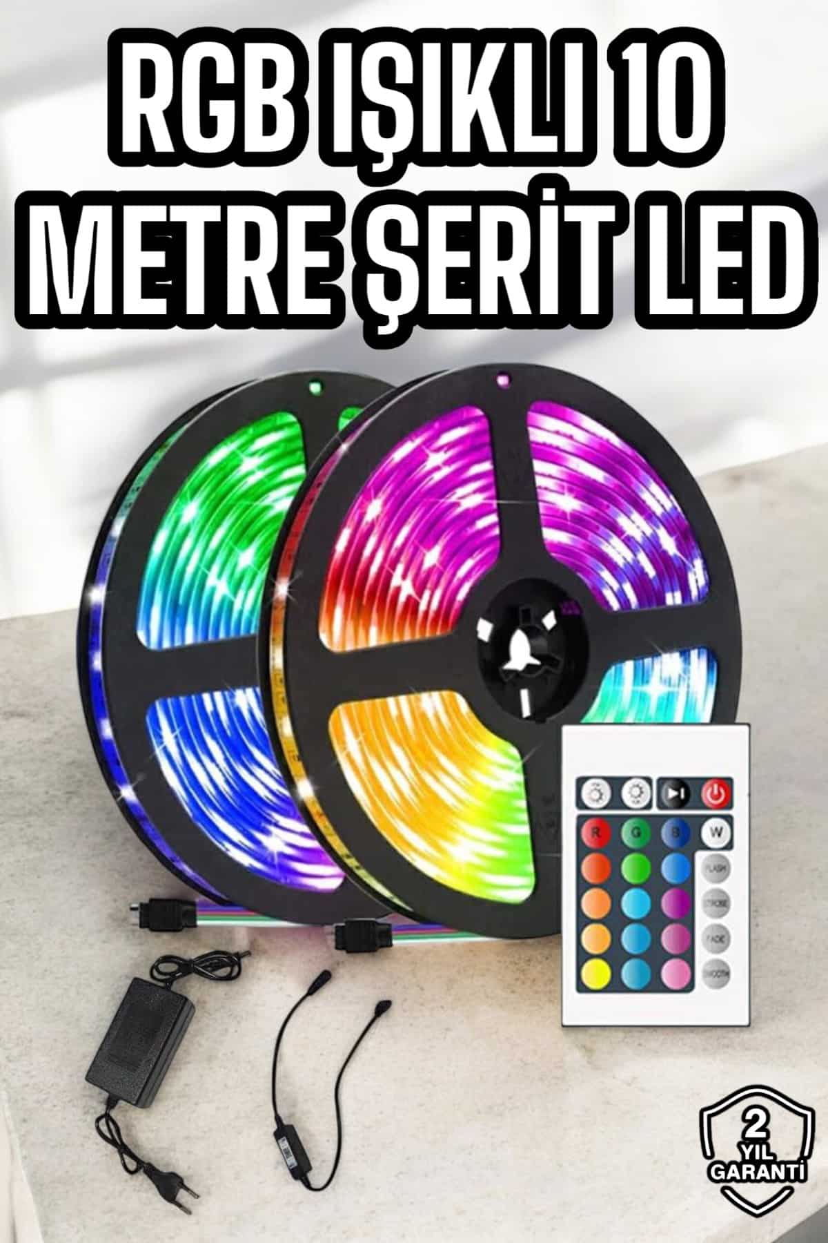 Yeni Nesil RGB Işıklı 10Metre Şerit Led Kumandalı Şarj Edilebilir - Lisinya