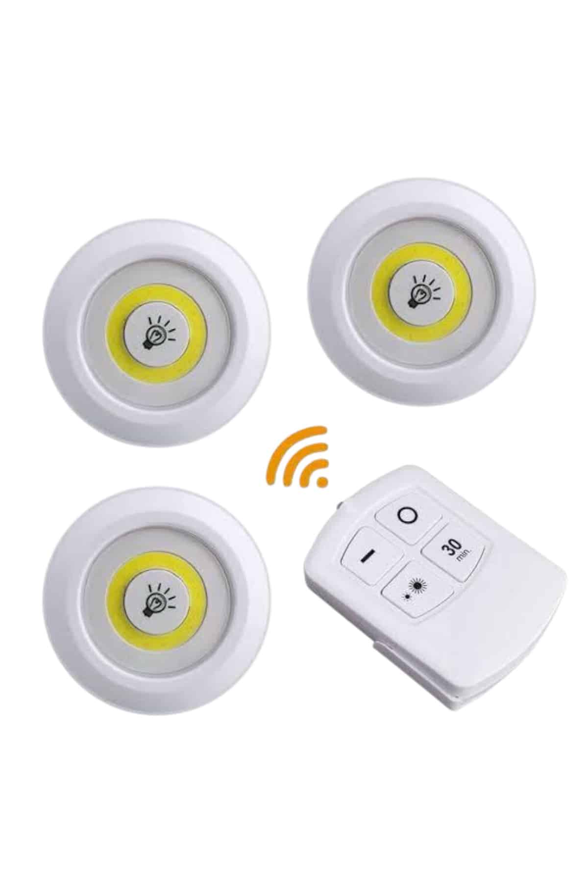 Led Lamba 3'lü Uzaktan Kumandalı Yapışkanlı - Lisinya