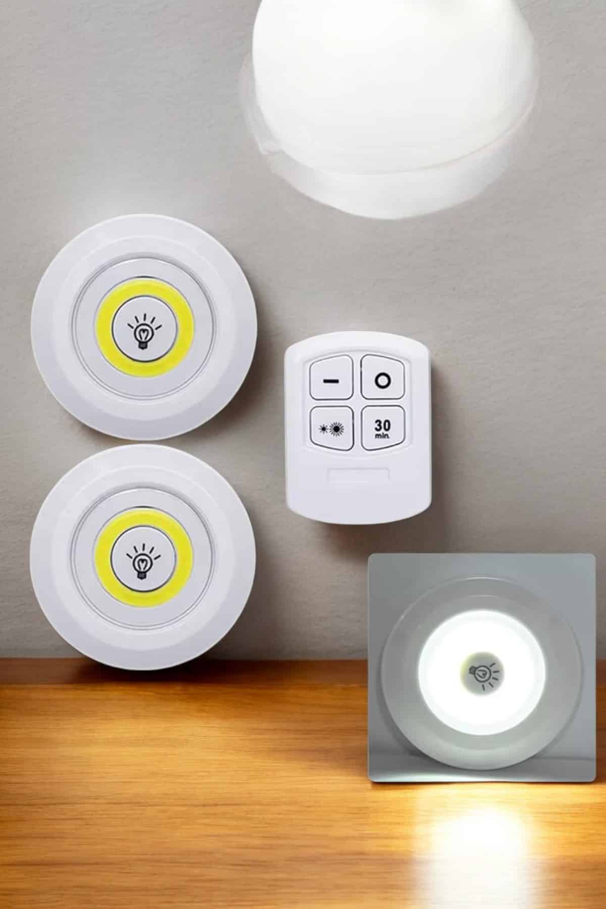 Mutfak Dolap Altı Işığı Uzaktan Kumandalı Yapışkanlı Kablosuz Pilli - Lisinya