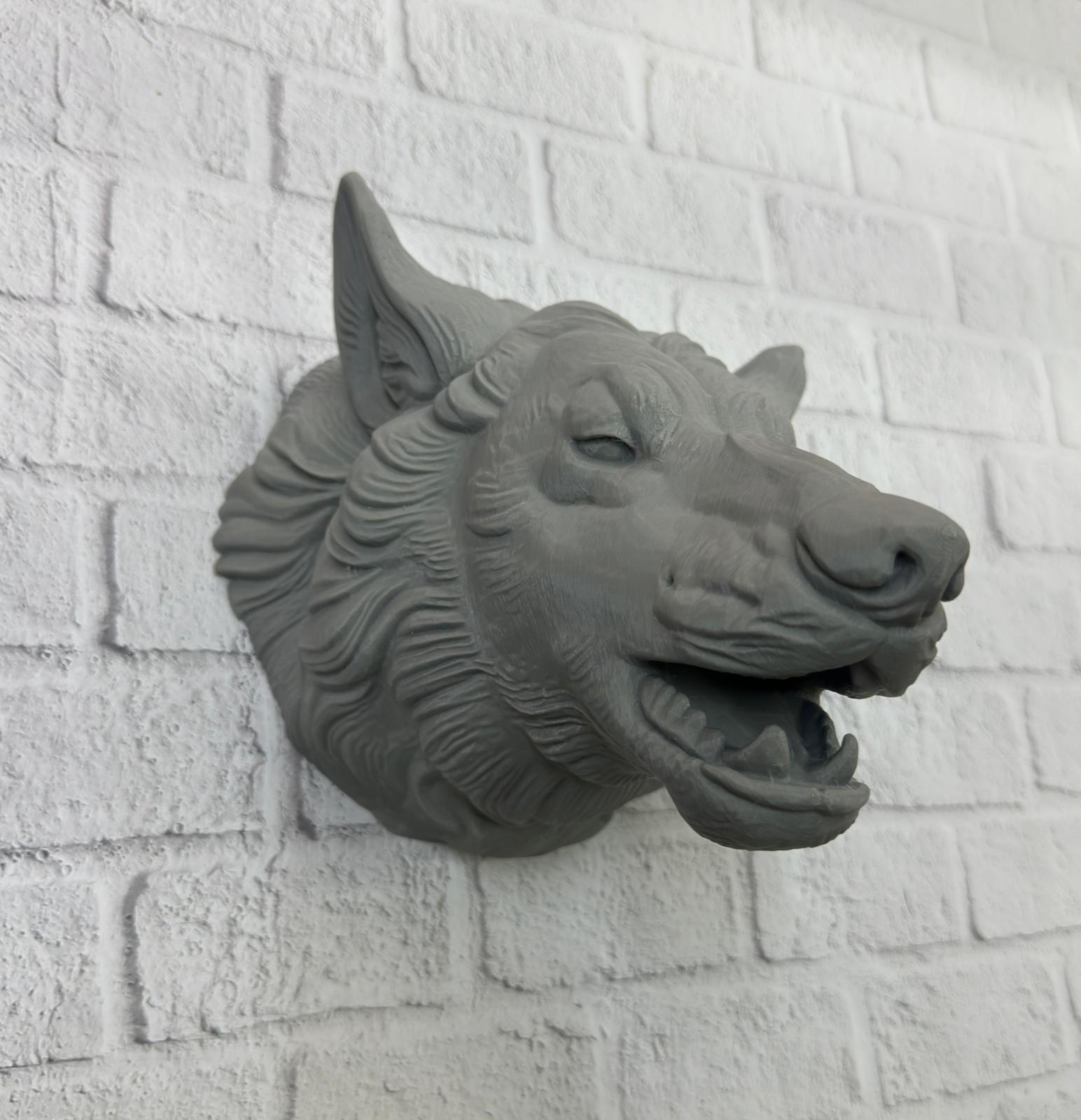 Kurt Başı Duvar Aksesuarı Gri Renk Asılabilir Hediyelik Figür - Lisinya