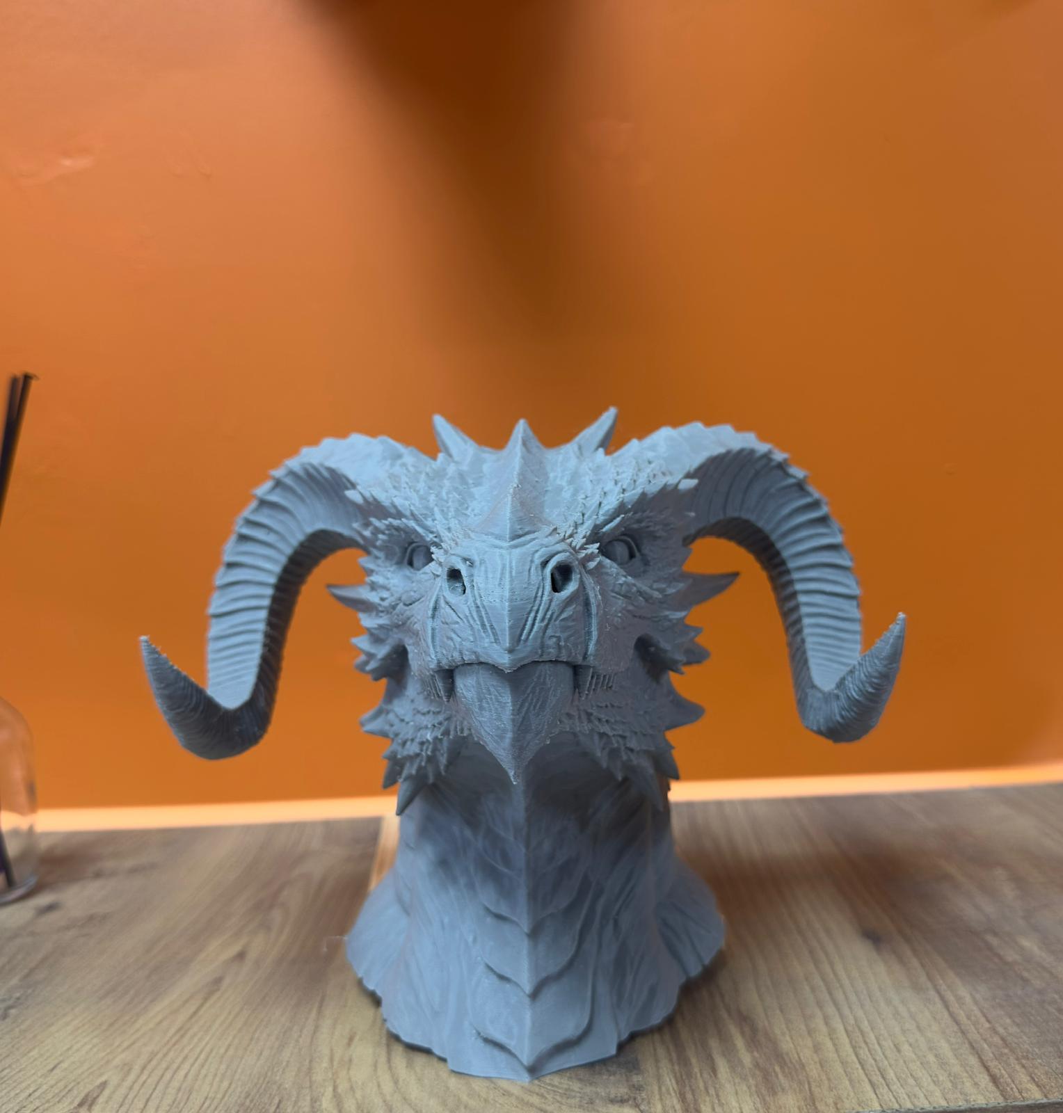 3D Ejderha Başı Heykeli Koleksiyonluk Dekoratif Figür 22x17 cm - Lisinya