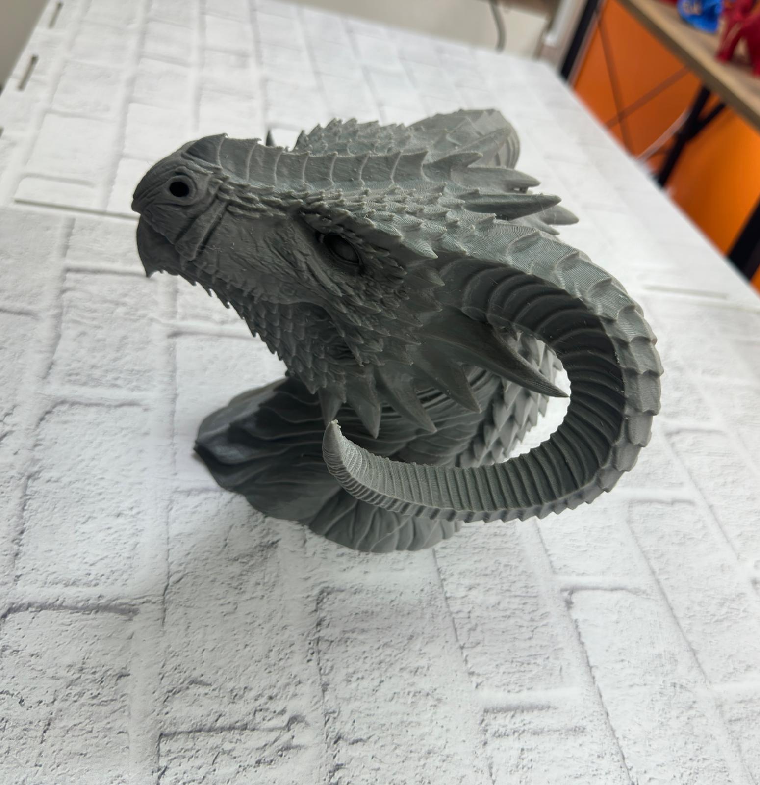 3D Ejderha Başı Heykeli Koleksiyonluk Dekoratif Figür 22x17 cm - Lisinya