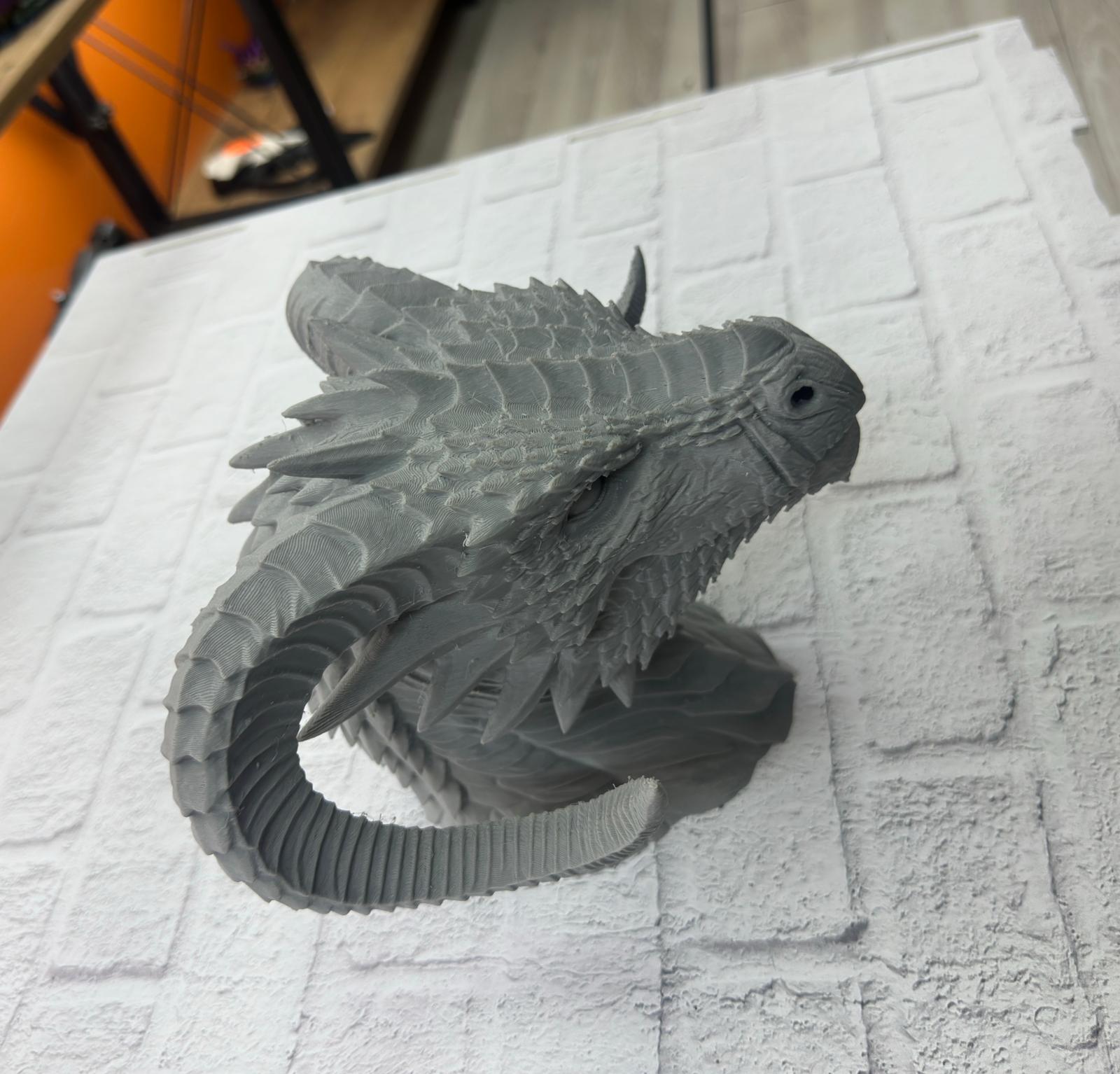 3D Ejderha Başı Heykeli Koleksiyonluk Dekoratif Figür 22x17 cm - Lisinya