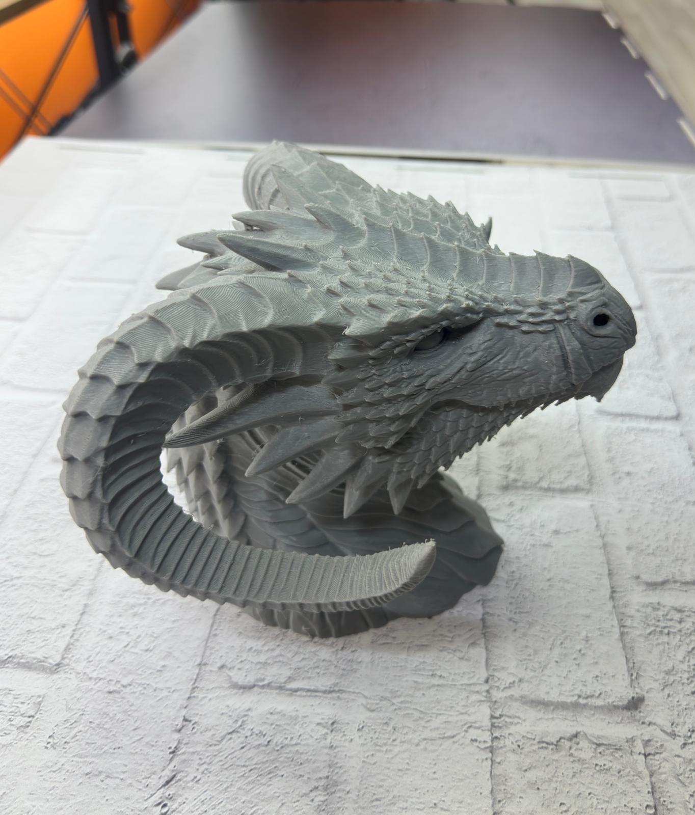 3D Ejderha Başı Heykeli Koleksiyonluk Dekoratif Figür 22x17 cm - Lisinya