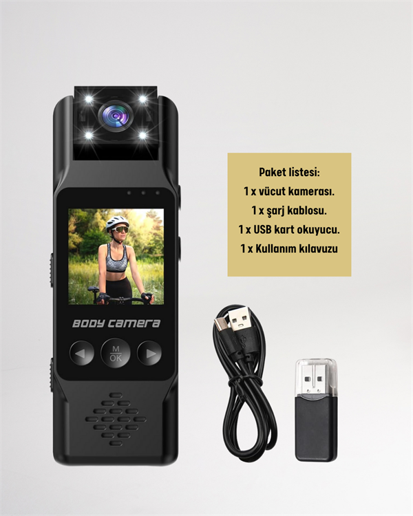 WiFi Destekli Mini Kamera – 180° Dönebilen Lens, 1080P Video, TFT Ekranlı - Lisinya