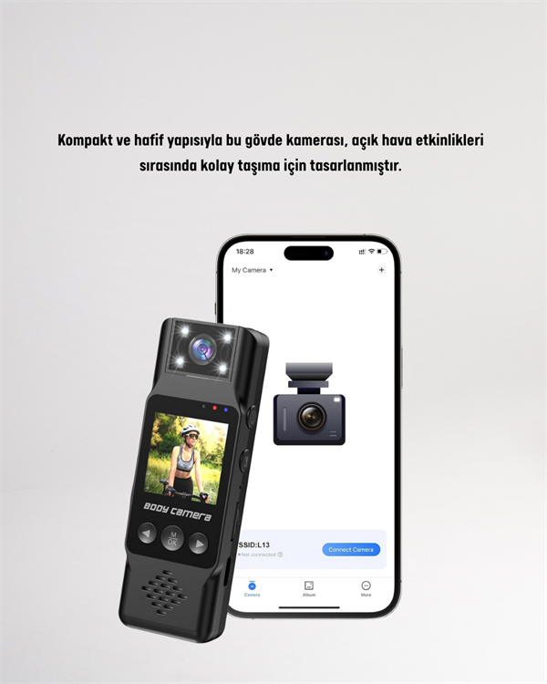 WiFi Destekli Mini Kamera – 180° Dönebilen Lens, 1080P Video, TFT Ekranlı - Lisinya