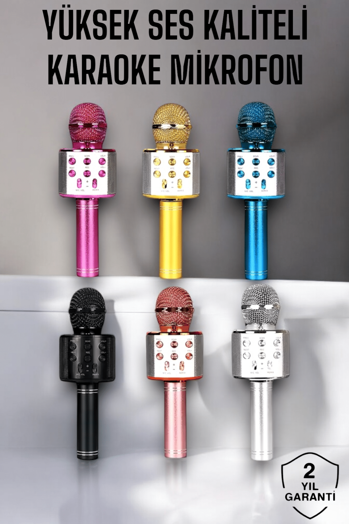 Kablosuz Bluetooth Karaoke Mikrofon USB ve AUX Girişli, Yüksek Ses Kalitesi - Lisinya