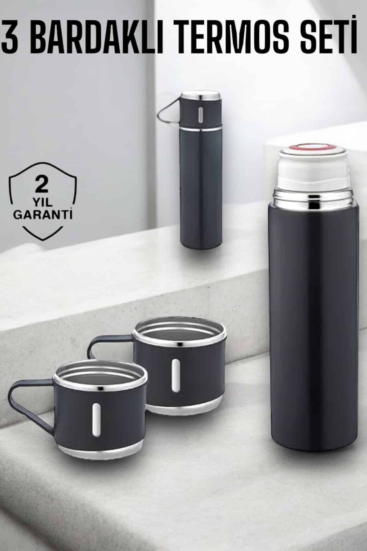 Paslanmaz Çelik 3’lü Termos Seti Vakumlu ve 8 Saat Isı Koruma - Lisinya Paslanmaz Çelik 3’lü Termos Seti Vakumlu ve 8 Saat Isı Koruma - Lisinya