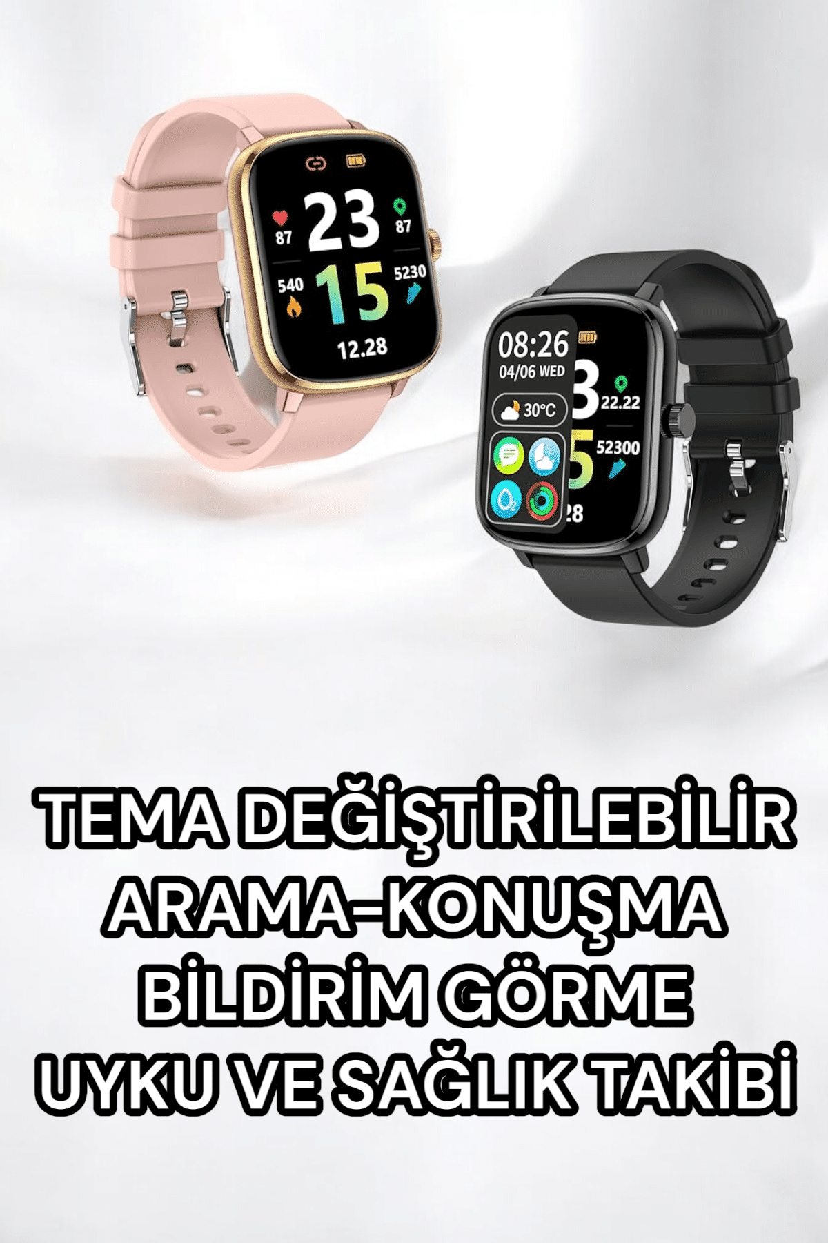 Titreşimli, Sağlık Takipli, Yeni Nesil Akıllı Saat  400mAh Batarya Kapasiteli - Lisinya