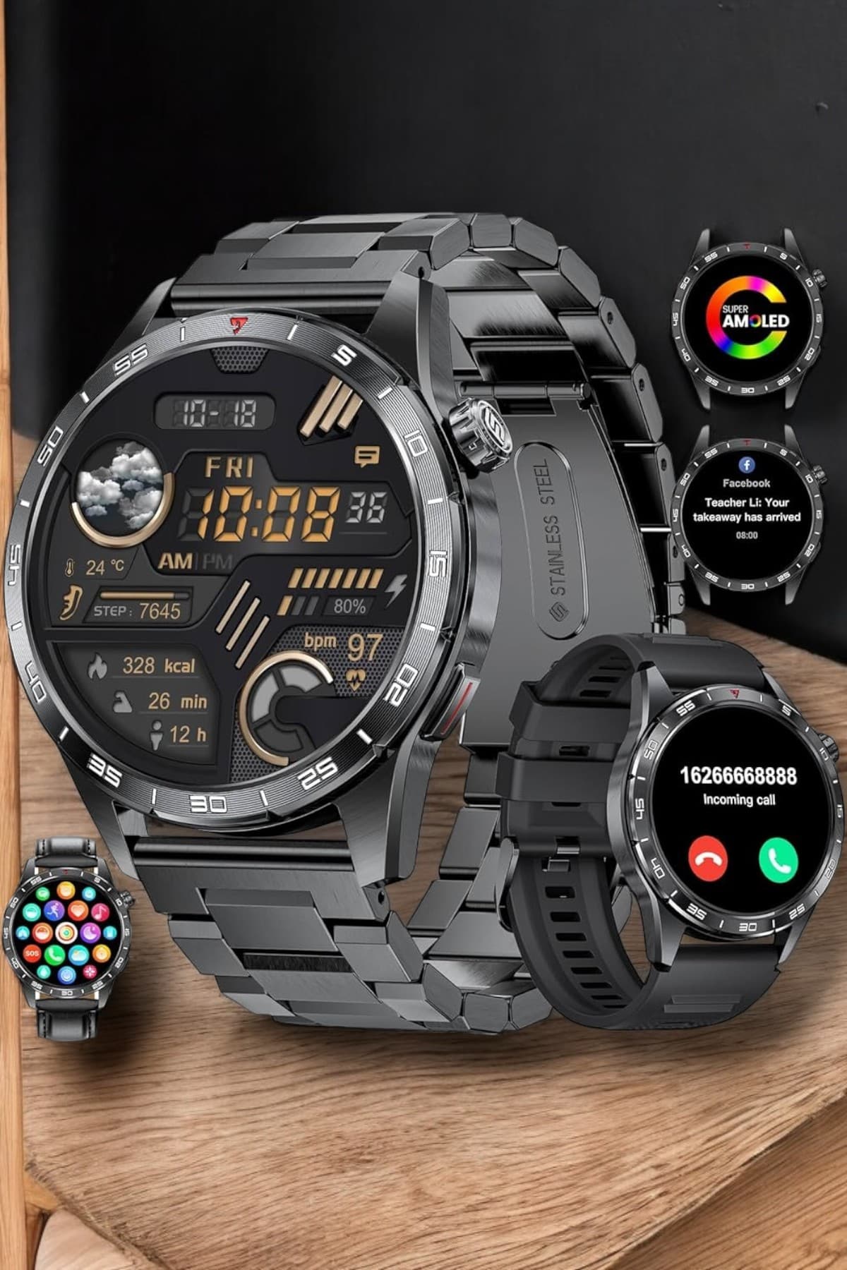 Akıllı Saat Arama Cevaplayan Titreşim Özelliğiyle Bildirim Görebilen - Lisinya