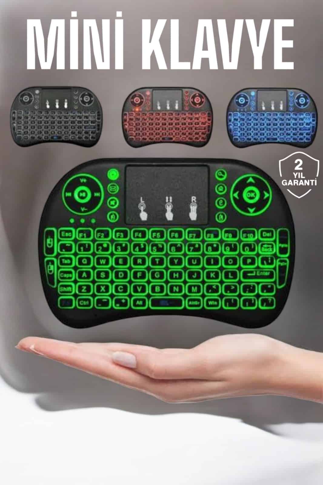 TV Uyumlu Mini Klavye Q Klavye Işıklı Tüm Cihazlara Uyumlu - Lisinya