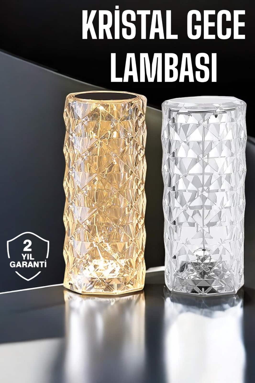 Gece Lambası Kristal Lamba Dokunmatik Şarjlı Hediyelik - Lisinya