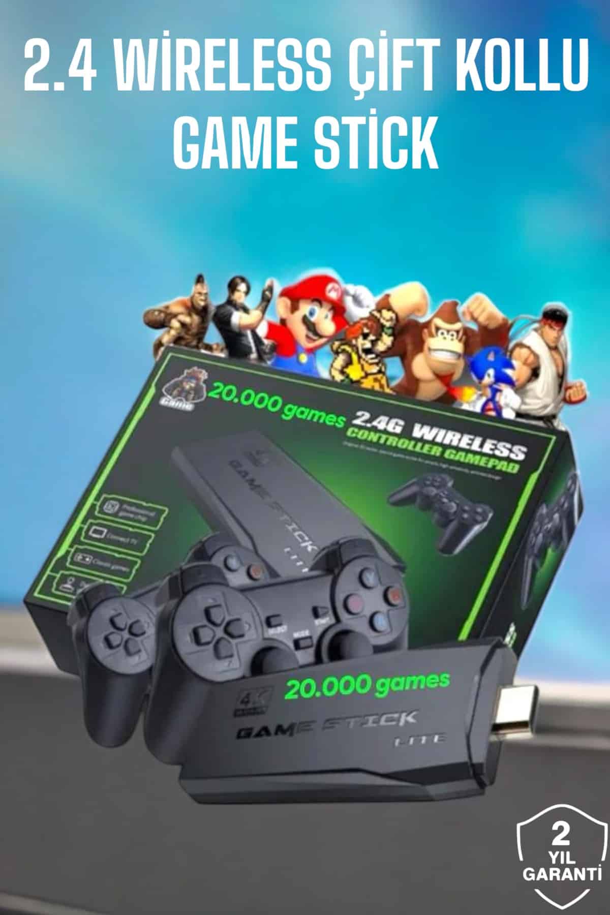 Game Stick 2000 Oyunlu 2.4G Kablosuz Çift Kol Yüksek Hassasiyetli Wireless - Lisinya