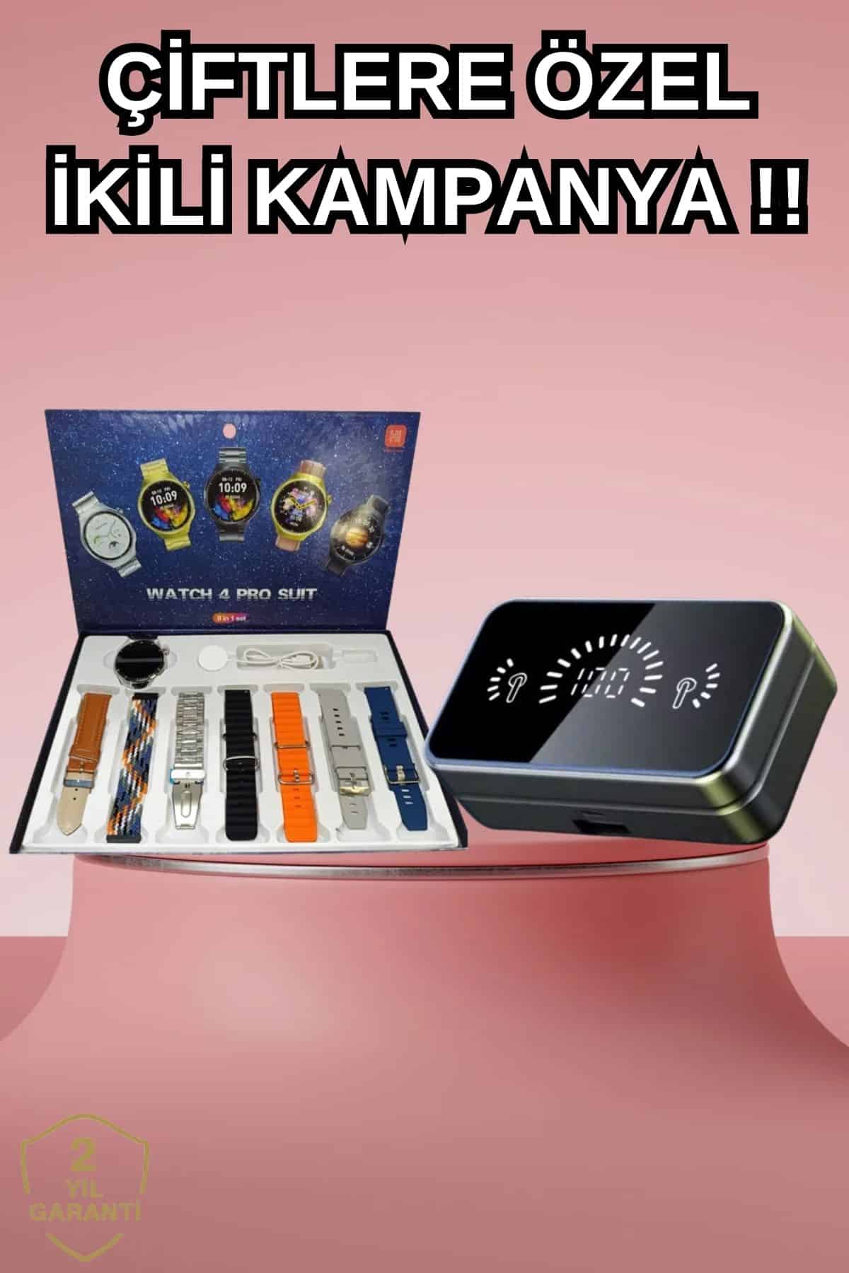 Powerbank Aynalı Bluetooth Kulaklık Ve Akıllı Saat Seti ANC Özelliği Dokunamatik - Lisinya