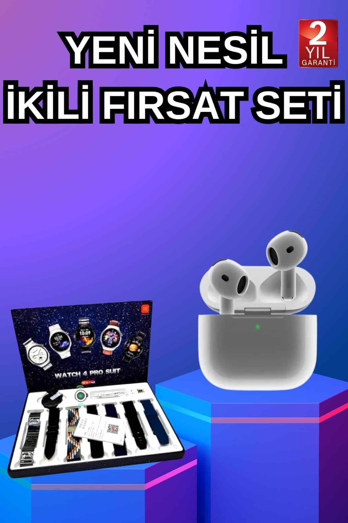 3.Nesil TWS Bluetooth Kulaklık Bluetooth Bağlantılı Akıllı Saat Amoled Ekran Plastik Hasır Kordon - Lisinya