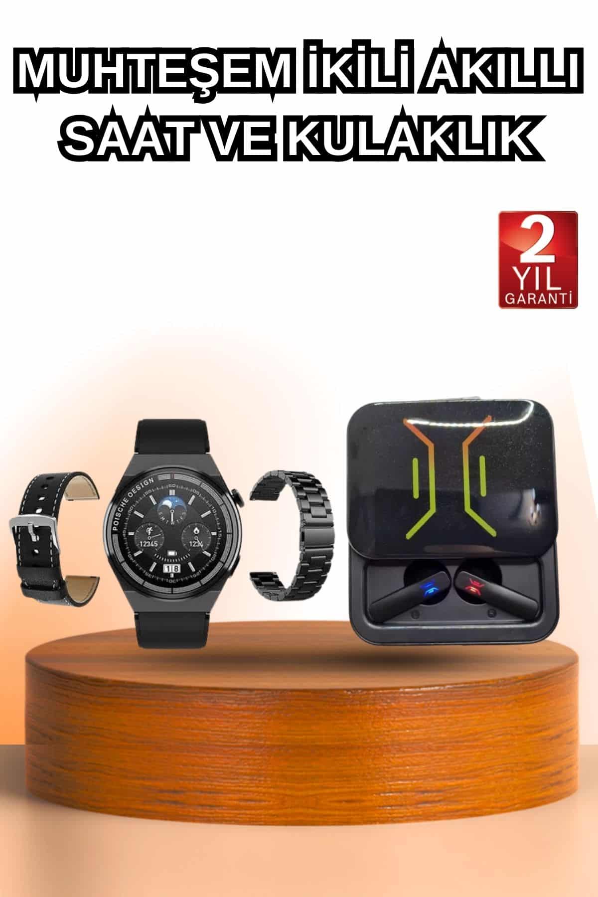 Dijital Göstergeli Bluetooth Kulaklık ve Bildirim Görebilen Akıllı Saat Alarm ve Titreşim - Lisinya