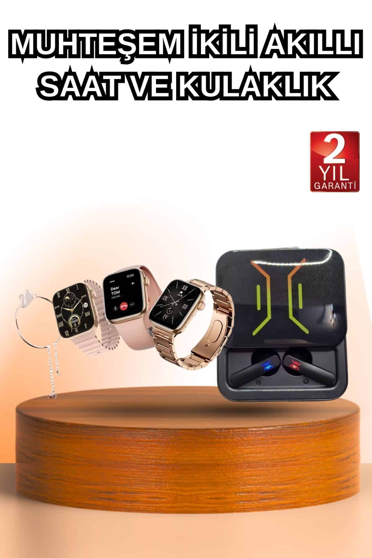 Wireless Şarjlı Akıllı Saat ve Dijital Göstergeli Kablosuz Bluetooth Kulaklık Nabız Ölçer - Lisinya