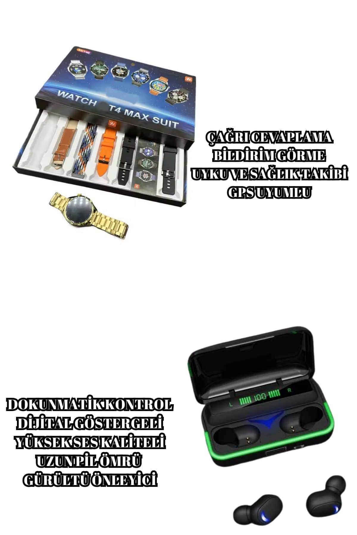 Powerbank Bluetooth Kulaklık Ve Akıllı Saat 7 Kordonlu Metal Kordon Plastik Kordon - Lisinya