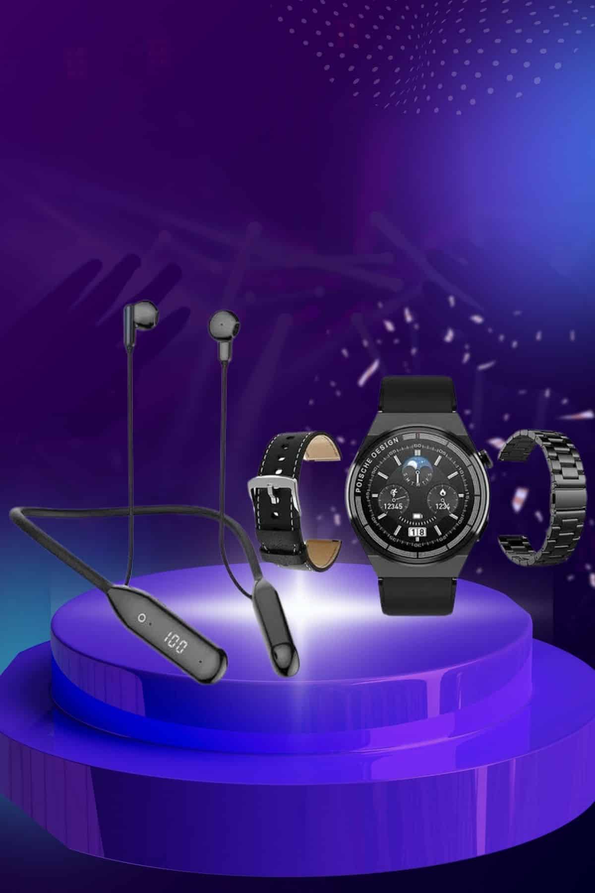 Alarm ve Titreşim Özellikli Akıllı Saat ve Mikrofonlu Kablolu Bluetooth Kulaklık 60 Saat - Lisinya