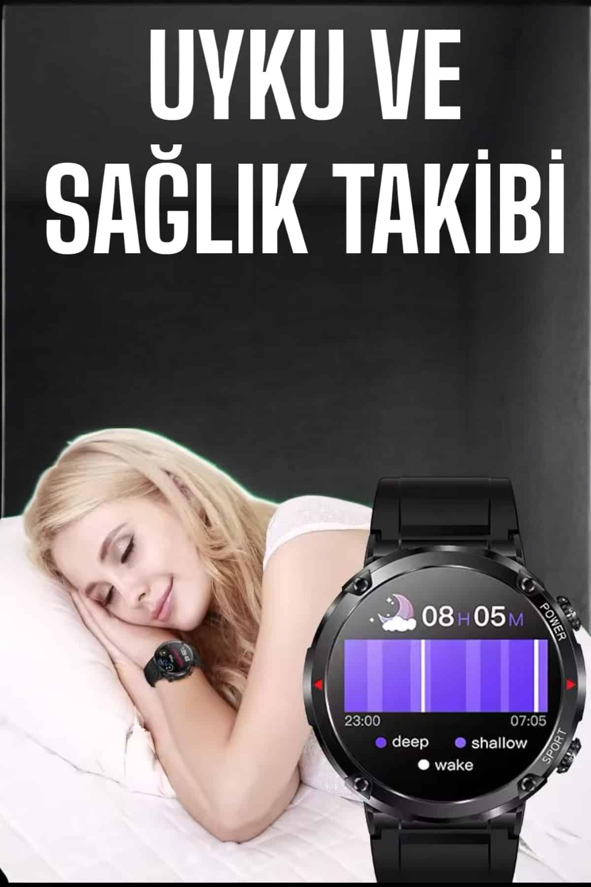 Akıllı Saat Yeni Nesil Bluetooth Bağlantılı Uyku ve Sağlık Takibi NFC ve GPS - Lisinya