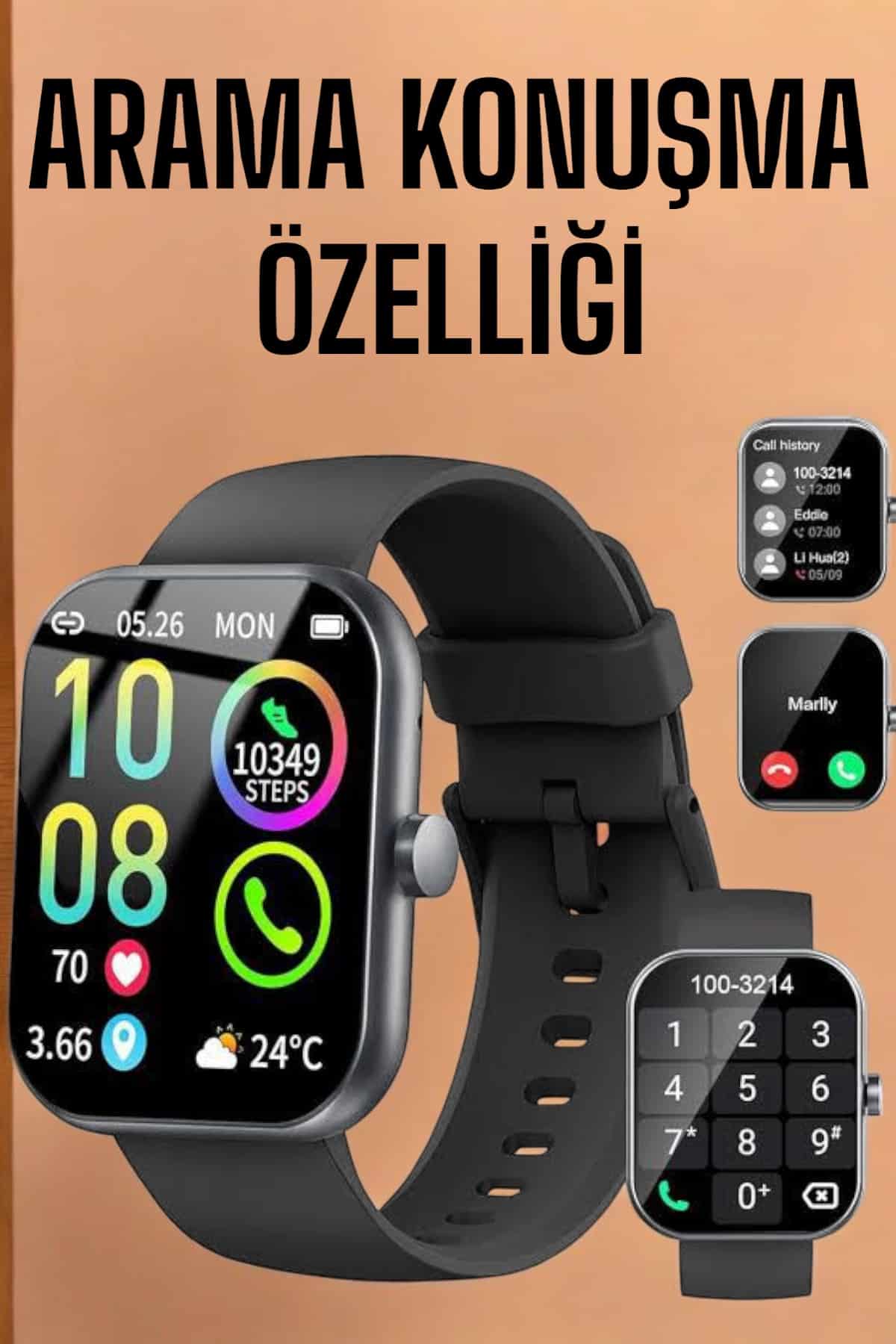 Akıllı Saat Tema Değiştirme Bluetooth Bağlantılı Arama Cevaplayan - Lisinya